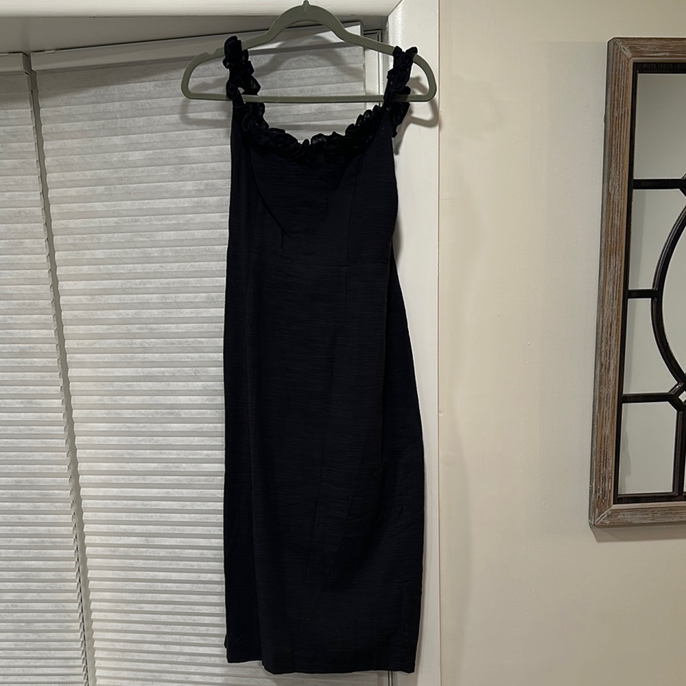 Petal & Pup Black Ruched Spaghetti Strap Knee-Length Dress